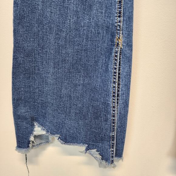 Cato Chewed Hem Flare Jeans Size 12 32" Blue Medium Wash High Waist Stretch - Picture 4 of 15